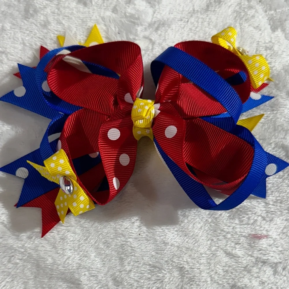 2 Colorful Polka Dot boutique alligator clip Hair Bows